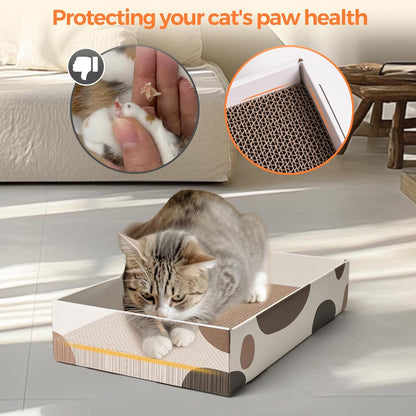 Cat Scratcher Box 17 X 10 In, 3 Reversible Cardboard Pads for Cats | Cat Scratching Bed, Three Scratch Boards, Corrugated Cardboard, Furniture Protection, Indoor Floor Use, Claw Care