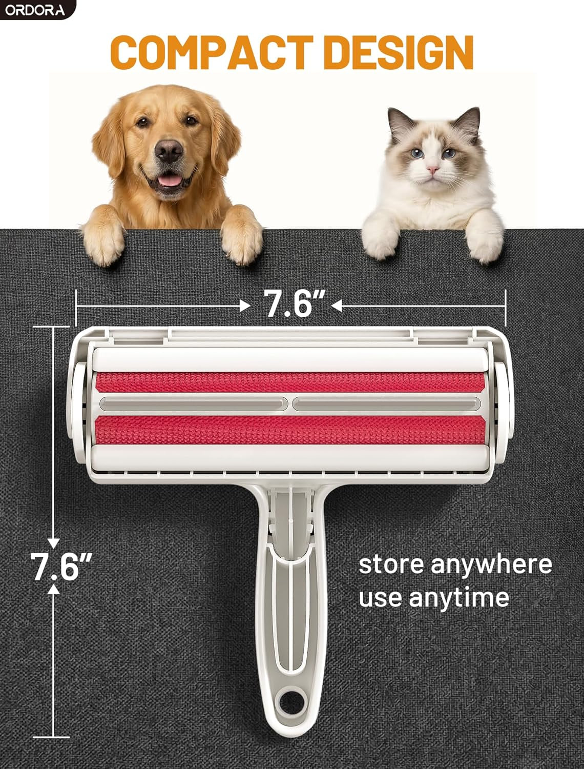Pet Hair Remover Roller, Reusable Lint Roller for Dog and Cat Hair | Portable Pet Hair Roller with Large Fur Bin for Couches, Bedding, Car, Rugs & Furniture, No Refills or Batteries, Pet Homes